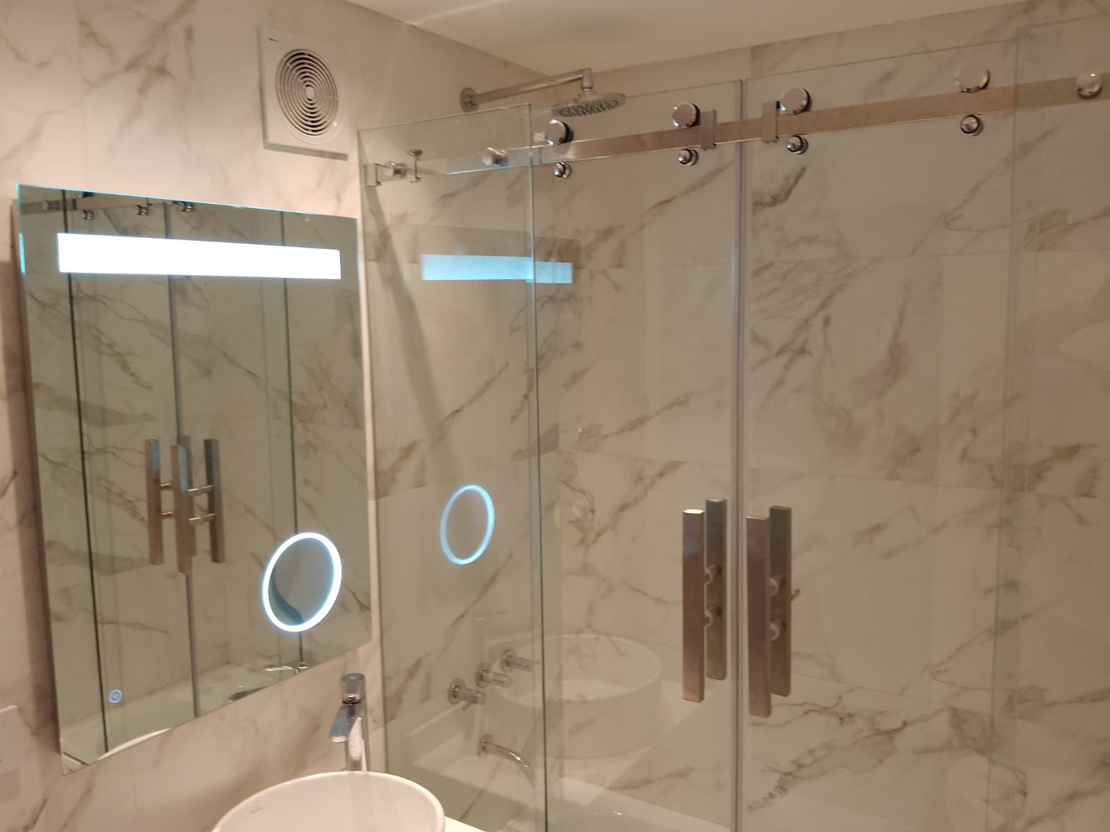 Mampara sobre bañera box frontal 4 hojas 170x160cm Minimalista-Acero Inoxidable - Imagen 2