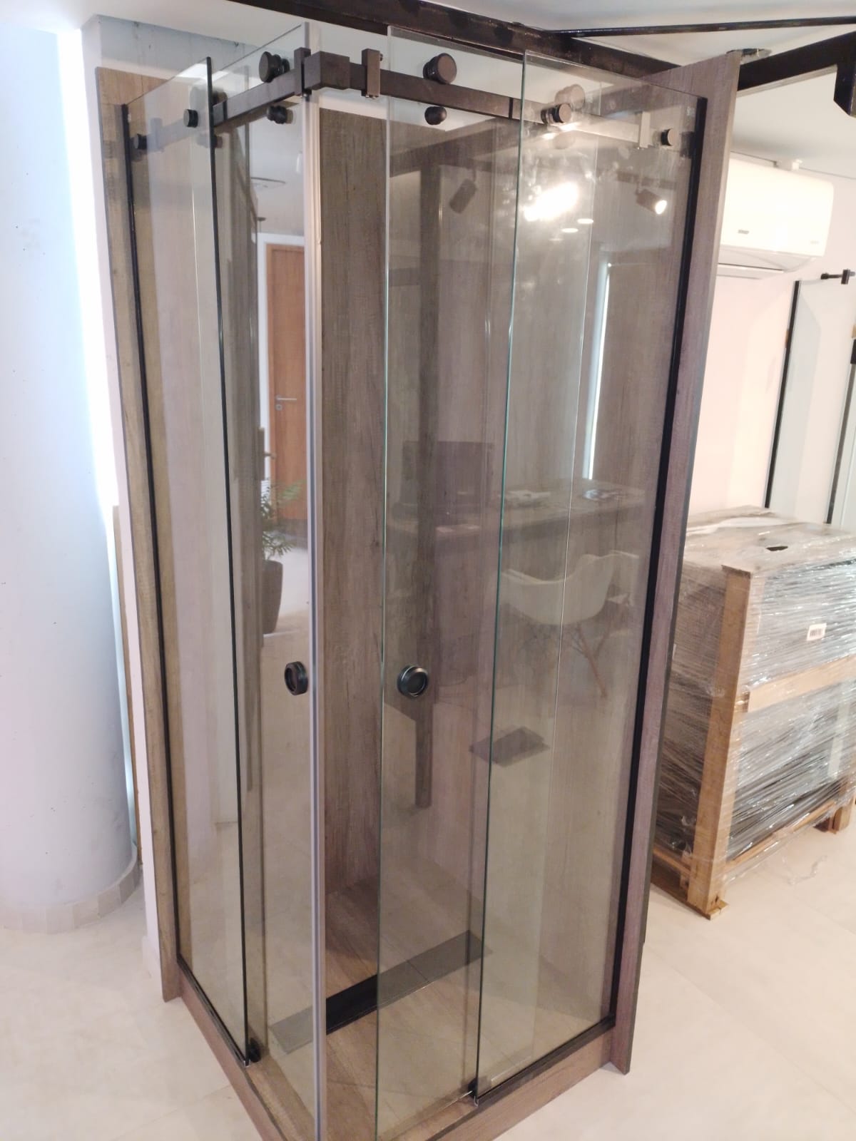 Mampara Esquinera TIPO BOX Acero Inoxidable 90x90x200cm - Imagen 2