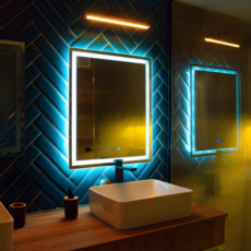 Espejo para baño 60 x 80 con Luz led + Encendido Tactil Touch + 1 Franja Esmerilada