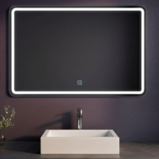 Espejo para baño 100 x 80 con Luz led + Encendido Tactil Touch + 1 Franja Esmerilada