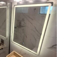 Espejo para baño 60 x 90 con Luz led + Encendido Tactil Touch + 1 Franja Esmerilada